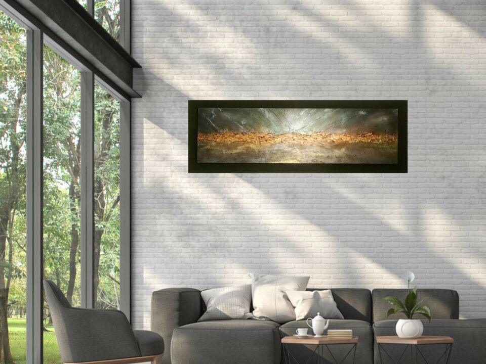 3D-Bild mit Metalleffekt im Raum namens fremde Galaxien