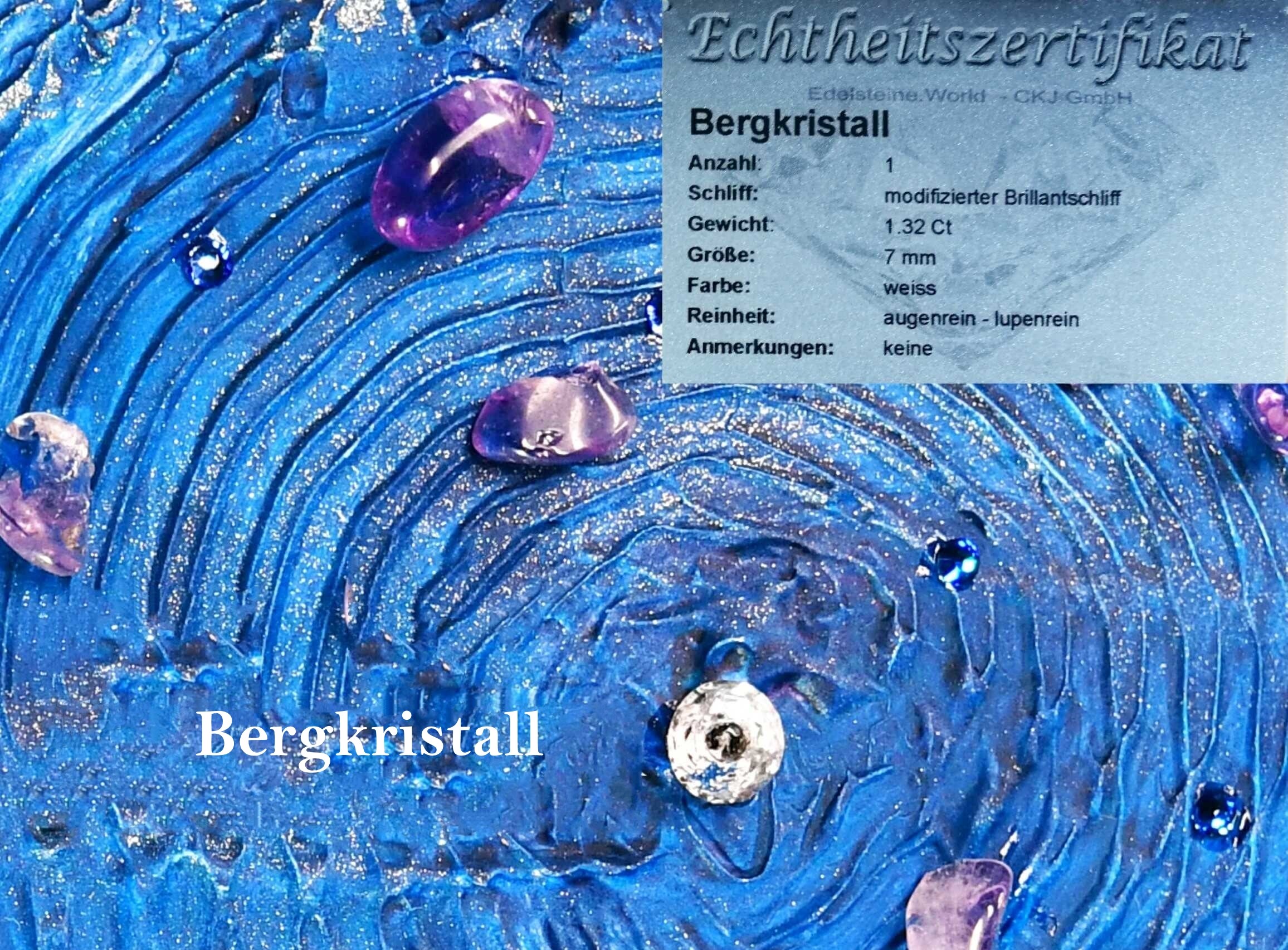 Lichtdesign Blau mit Heil- und Edelstein Bergkristall